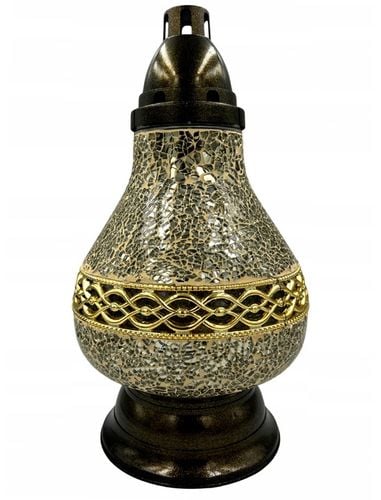 Znicz Lampion Karafka Witraż Lustro Biało-złoty piękne zdobieniee 38cm! na Arena.pl