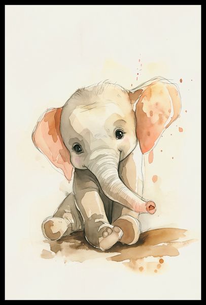 Plakat 40x60cm Siwy Słonik zdjęcie 2