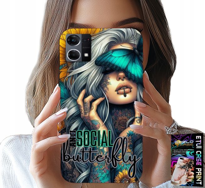 ETUI DO OPPO RENO7 4G - ANTI SOCIAL, BUTTERFLY, MOTYLEK, KOBIECE zdjęcie 1