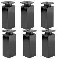 NÓŻKI MEBLOWE KWADRATOWE CZARNE REGULOWANE ALUMINIUM 10 cm. DO MEBLI