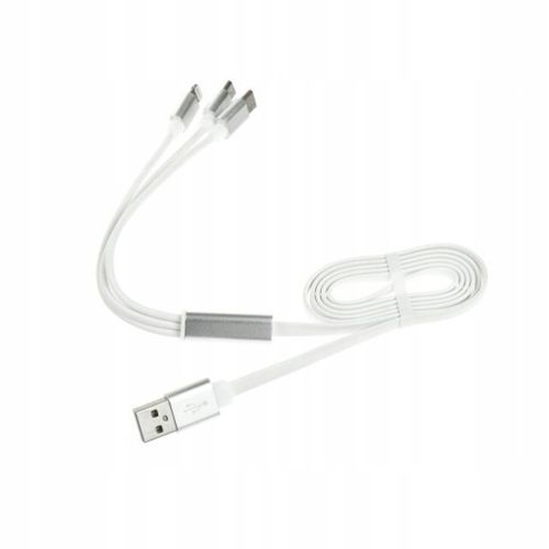 Kabel 3w1 telefonu MICRO USB, USB C, IPHONE BIAŁY na Arena.pl