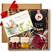 SŁODKI ZESTAW KOSZ PREZENTOWY NA ZAJĄCZKA prezent na wielakanoc konfitury