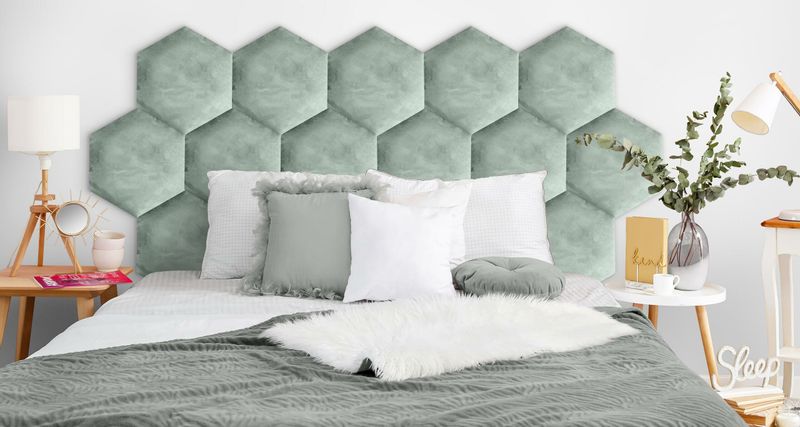 PANELE TAPICEROWANE PLASTER MIODU Heksagon MIĘTOWY 26cm x 30cm zdjęcie 10