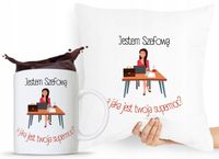 Zestaw Poduszka + Kubek Dla Szefa Szefowej Prezent Z Nadrukiem Ze Zdjęciem