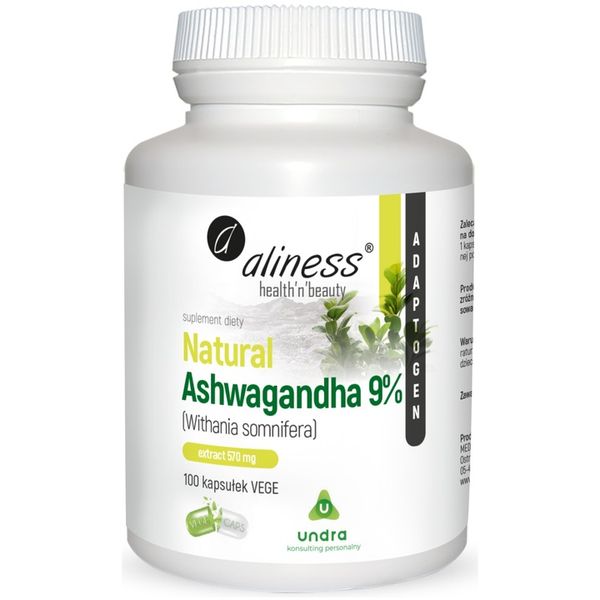 ASHWAGANDHA 570 mg Witania Ospała 100 caps ALINESS zdjęcie 1