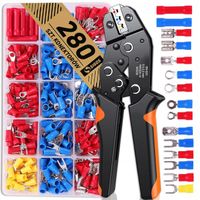 ZACISKARKA DO KONEKTORÓW + 280 SZT. KONEKTORY OCZKOWE WIDEŁKOWE