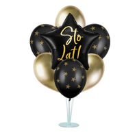 Zestaw balonów na stojaku - gwiazda Sto Lat czarna