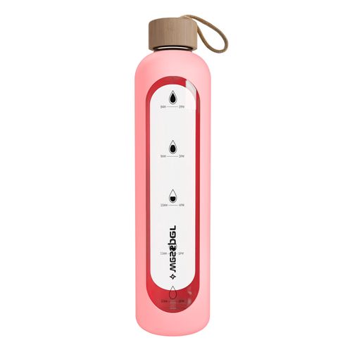 Wessper Activemax Crystalline 1L szklana butelka motywacyjna z różowym etui na Arena.pl