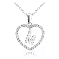 MINET Srebrny naszyjnik litera w sercu „M” z cyrkoniami