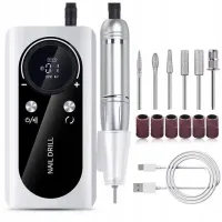 FREZARKA DO PAZNOKCI Manicure MOCNA + FREZY 45000RPM AKUMULATOR PEDICURE V2