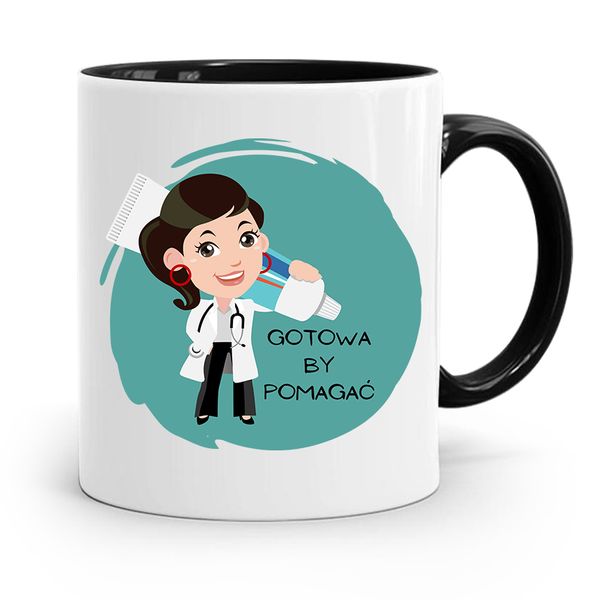 Kubek Czarny Prezent Dentysty Gotowa By Pomagać Z Nadrukiem Ze Zdjęciem zdjęcie 1