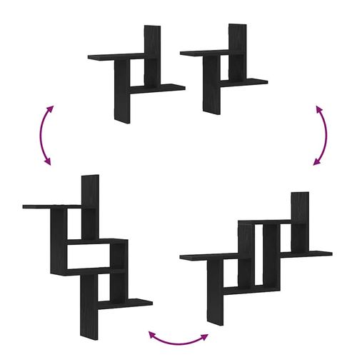 Półki ścienne, 2 szt., czarny dąb, 38x12x38 cm na Arena.pl
