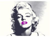 50X70CM MARILYN MONROE FIOLETOWYMI USTAMI OBRAZ POKOJU DREWNINE