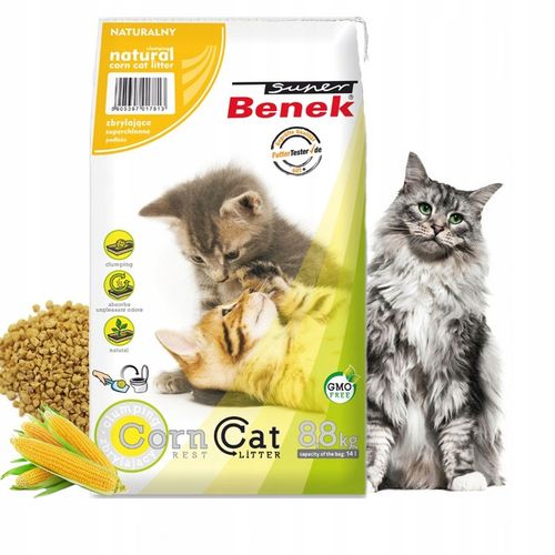 ŻWIREK DLA KOTA KUKURYDZIANY ZBRYLAJĄCY NATURALNY SUPER BENEK CORN CAT 14L na Arena.pl