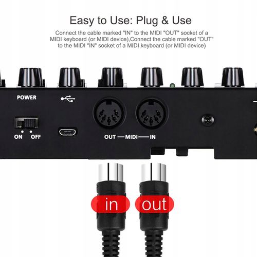 KABEL MIDI INTERFEJS NA USB DO KOMPUTERÓW I INSTRUMENTÓW CYFROWYCH 19.5CM na Arena.pl