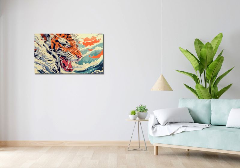 Obraz 90x50cm Tygrys Na Fali zdjęcie 2