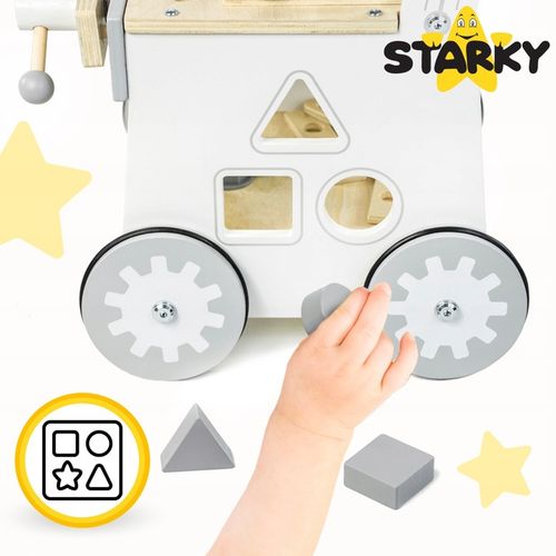 Pchacz drewniany chodzik jeżdzik dzieci warsztat zestaw majsterkowicza 3w1 na Arena.pl