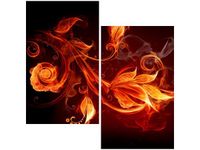 60X60CM PŁOMIENNE KWIATY DWU OBRAZ ŚCIAN