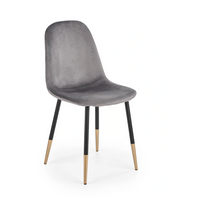 Krzesło tapicerowane popiel popielaty welur złoto