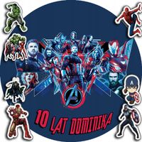 OPŁATEK NA TORT 30CM - AVENGERS MARVEL + IMIĘ + GRATIS! 24CM 26CM