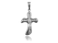 Elegancki srebrny wisior gładki krzyż krzyżyk z wizerunkiem Chrystusa srebro 925 PT_K152