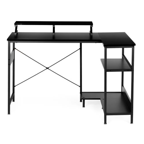 Biurko narożne komputerowe stół 3 półki czarny ModernHome na Arena.pl