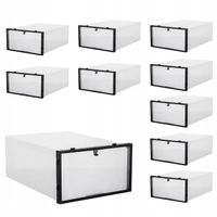 ZESTAW 10x PUDEŁKO POJEMNIK NA BUTY OBUWIE Z KLAPĄ ORGANIZER DO SZAFY