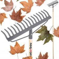 GRABIE METALOWE OGRODOWE GRABKI 18-ZĘBNE WZMOCNIONE DREWNIANY TRZON