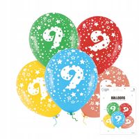 ZESTAW KOLOROWYCH BALONÓW Z CYFRĄ 9 NA IMPREZE URODZINOWĄ PRZYJĘCIE
