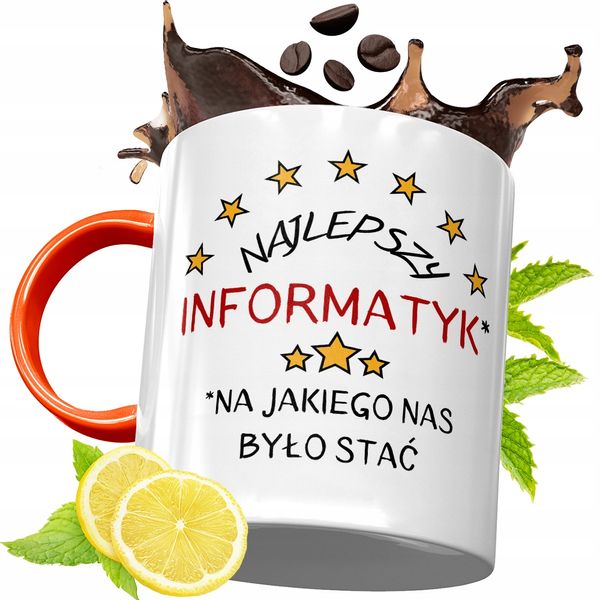 Kubek Pomarańczowy Dla Informatyka Programisty Z Nadrukiem Ze Zdjęciem zdjęcie 1