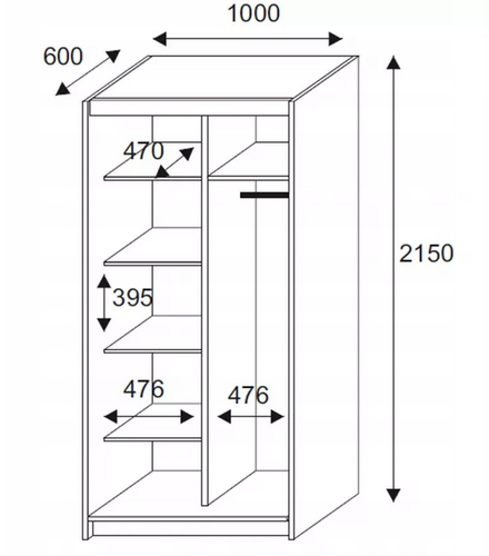 SZAFA DWUDRZWIOWA PRZESUWNA SONOMA 100CM pojemna garderoba do sypialni na Arena.pl