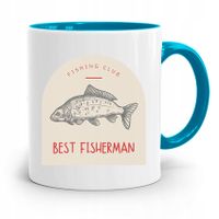 Kubek Błękitny Wędkarza Rybaka Best Fisherman Z Nadrukiem Ze Zdjęciem