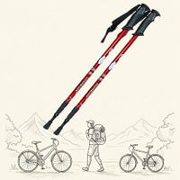 Kijki trekkingowe czerwone aluminiowe z systemem Anti-Shock 63-135 cm
