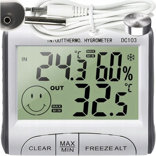 STACJA POGODOWA POGODY TERMOMETR POKOJOWY HIGROMETR CYFROWY Z SONDĄ na Arena.pl