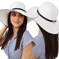 KAPELUSZ DAMSKI BUCKET SŁOMKOWY HAT LETNI PLAŻOWY WYGODNY DUŻY KOBIECY