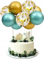 TOPPER BALONOWY NA TORT ZIELONO ZŁOTY DEKORACJA NA IMPREZĘ URODZINOWĄ