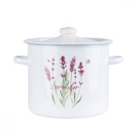 GARNEK EMALIOWANY Z POKRYWKĄ BIAŁY EMALIA RYBNIK LAWENDA 22 CM 7 L