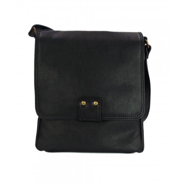 Włoska skórzana listonoszka, raportówka A5 Czarna LP361N zdjęcie 3