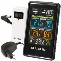 STACJA POGODY BEZPRZEWODOWA POGODOWA TERMOMETR HIGROMETR BAROMETR ZEGAR LED