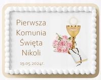 Opłatek na tort KOMUNIJNY prostokąt napis KOMUNIA
