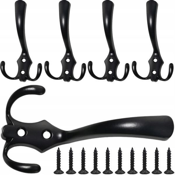 Wieszak 5Szt Na Ubrania Klucze Przedpokój Ścienny Loft Haczyki Czarny zdjęcie 4