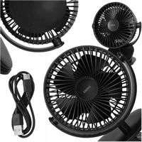 WENTYLATOR BIURKOWY BEZPRZEWODOWY WIATRAK STOJĄCY 1200mAh + KLIPS + USB