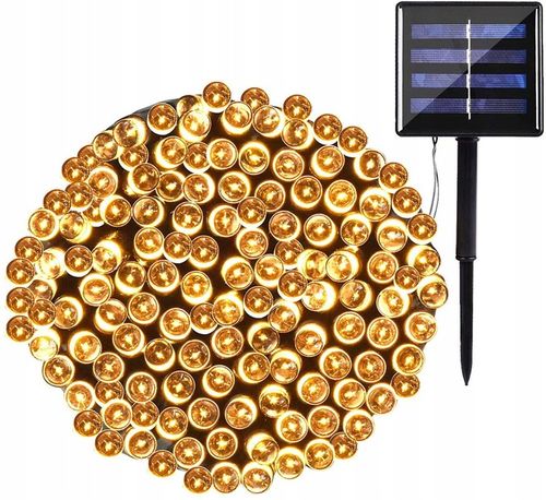 LAMPKI CHOINKOWE SOLARNE 100 LED 10m GIRLANDA CIEPŁE BIAŁE 8 FUNKCJI na Arena.pl