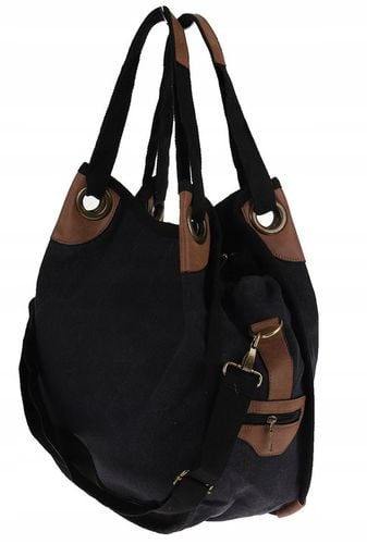 Torebka damska duża pojemna worek na ramię shopper listonoszka z208 Czarna na Arena.pl