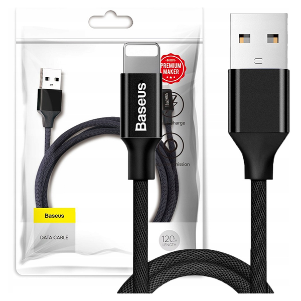 kabel baseus yiven lightning 1.2m 2a - czarny zdjęcie 1