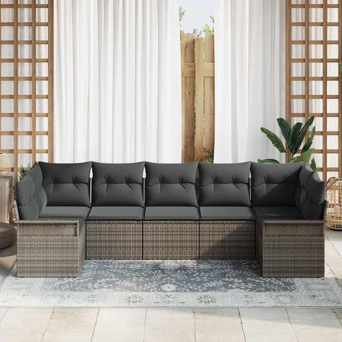 Zestaw Sof na Ogród z poduszką 7 pcs Szary Polirattan na Arena.pl