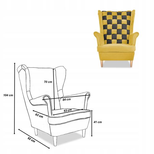 Zestaw uszak CAROL DUO sofa fotele żółty miodowy - brąz na Arena.pl