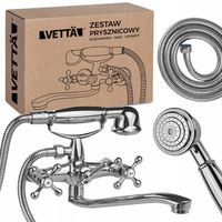 ZESTAW WANNOWY ścienna z prysznicem RETRO natrysk kran słuchawka wąż