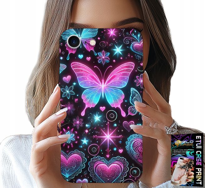 ETUI DO IPHONE 16e - KOLOROWY MOTYLEK SERCE MODNE WZORY CASE zdjęcie 1
