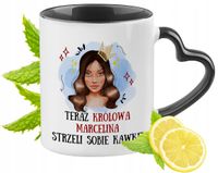 Dla Marceliny Kubek Czarny Z Uszkiem W Kształcie Serca Na Prezent